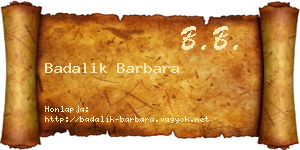Badalik Barbara névjegykártya